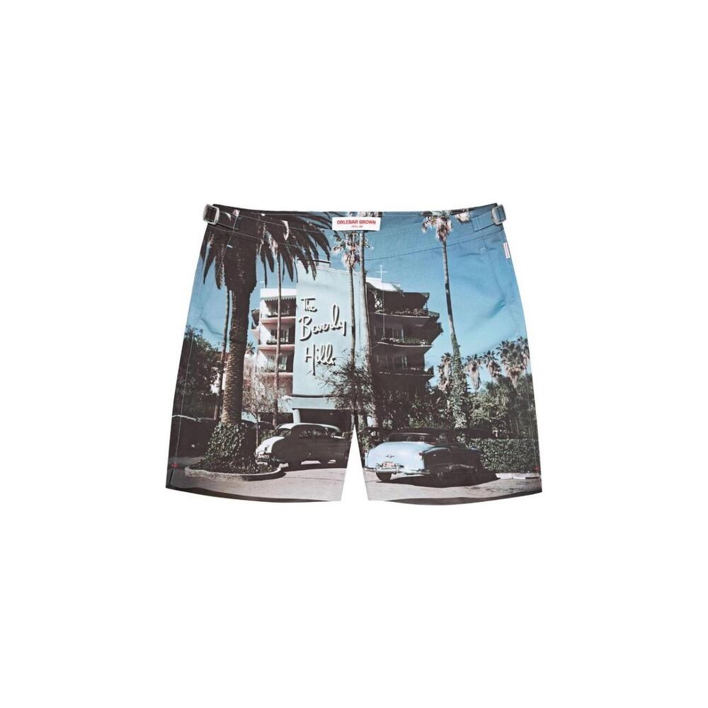 NEW ORLEBAR BROWN boy's bulldog photographic swim shorts in beverly hills